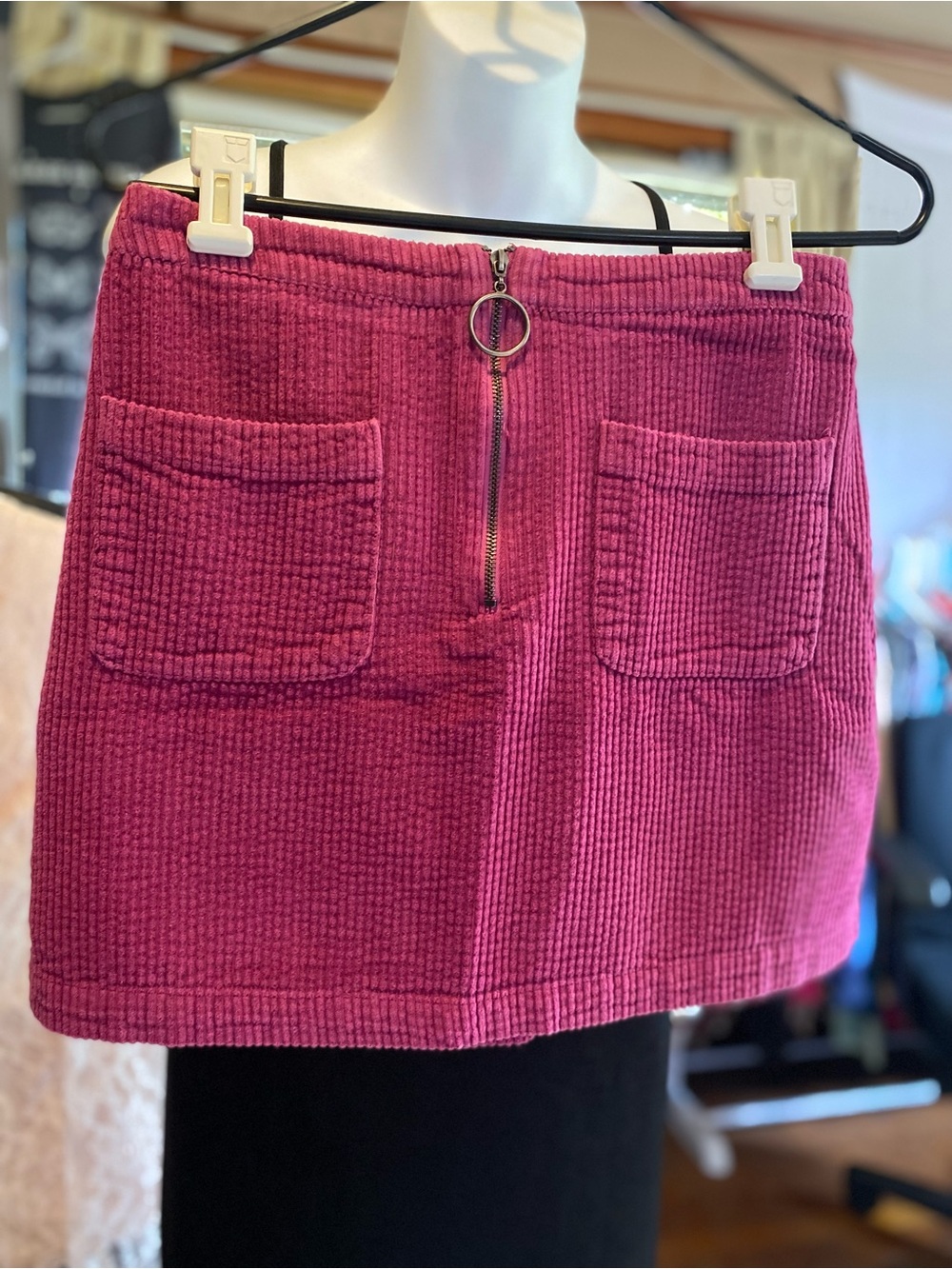 wild fable Fuchsia Corduroy Mini Skirt with Front Ring Zip